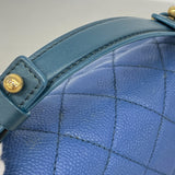 【6ib2249】シャネル ハンドバッグ マトラッセ チェーンショルダー キャビアスキン ブルー シャンパンゴールド金具 2wayバッグ【中古】レディース