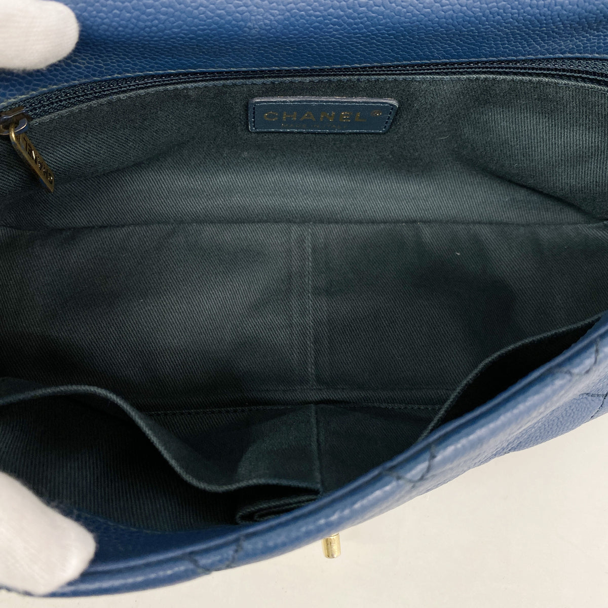 【6ib2249】シャネル ハンドバッグ マトラッセ チェーンショルダー キャビアスキン ブルー シャンパンゴールド金具 2wayバッグ【中古】レディース
