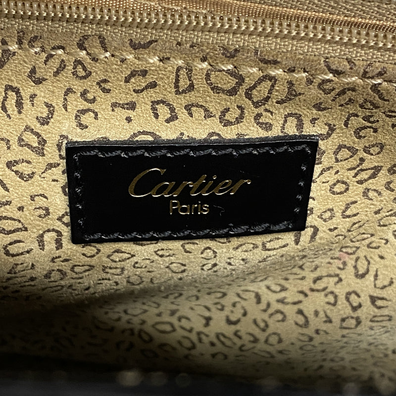 【6ib2252】カルティエ ハンドバッグ パンテール レザー ブラック ゴールド金具【中古】レディース