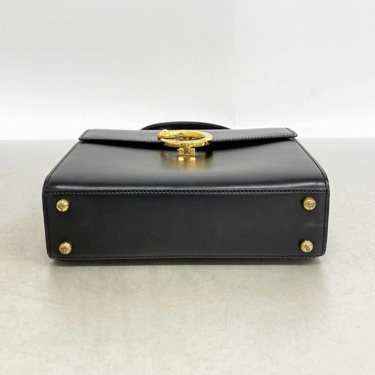 【6ib2252】カルティエ ハンドバッグ パンテール レザー ブラック ゴールド金具【中古】レディース