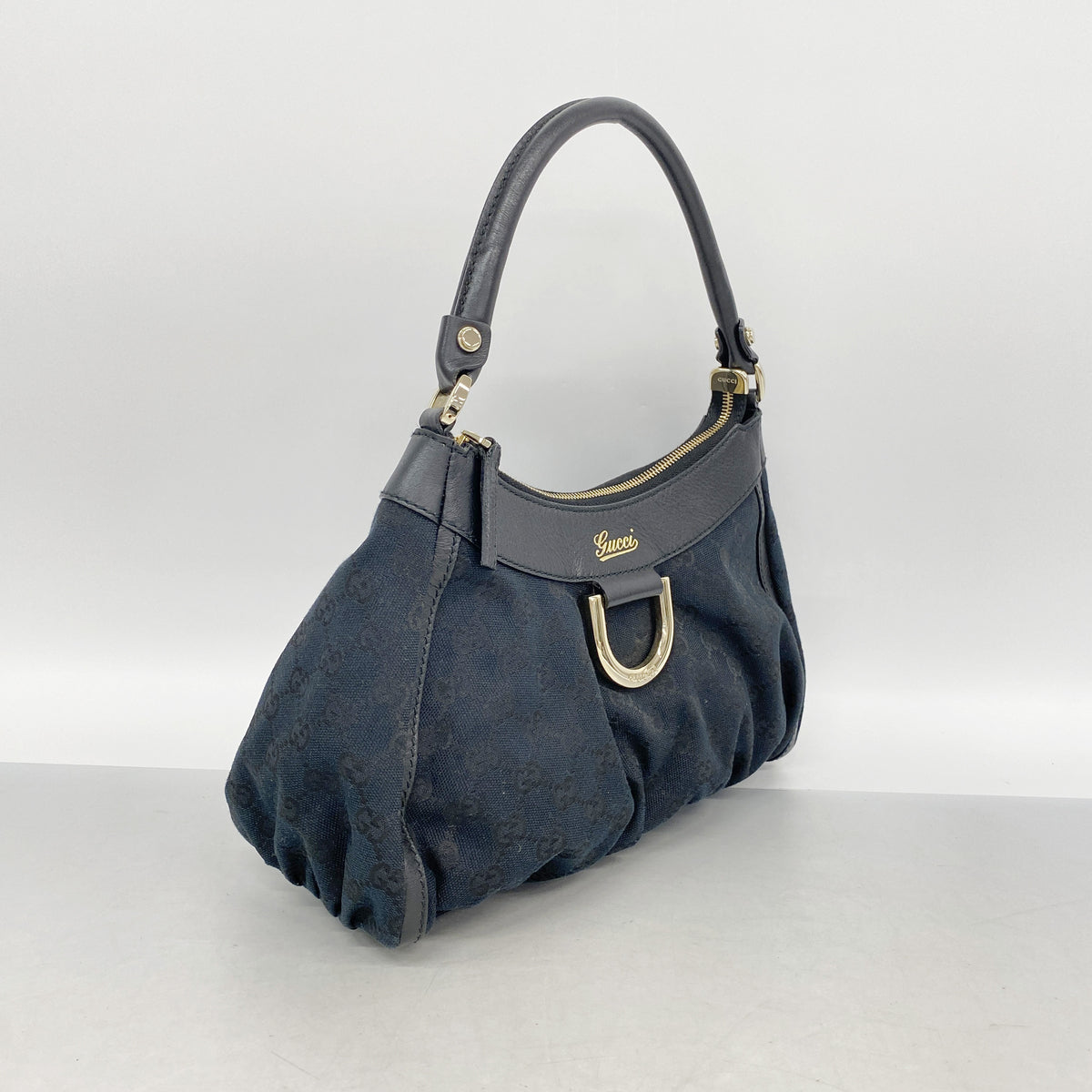 【6ib2263】グッチ ショルダーバッグ GGキャンバス 190525 キャンバス ブラック シャンパンゴールド金具【中古】レディース