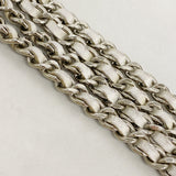 【6ib2265】シャネル ショルダーウォレット マトラッセ チェーンショルダー キャビアスキン ホワイト シルバー金具【中古】レディース