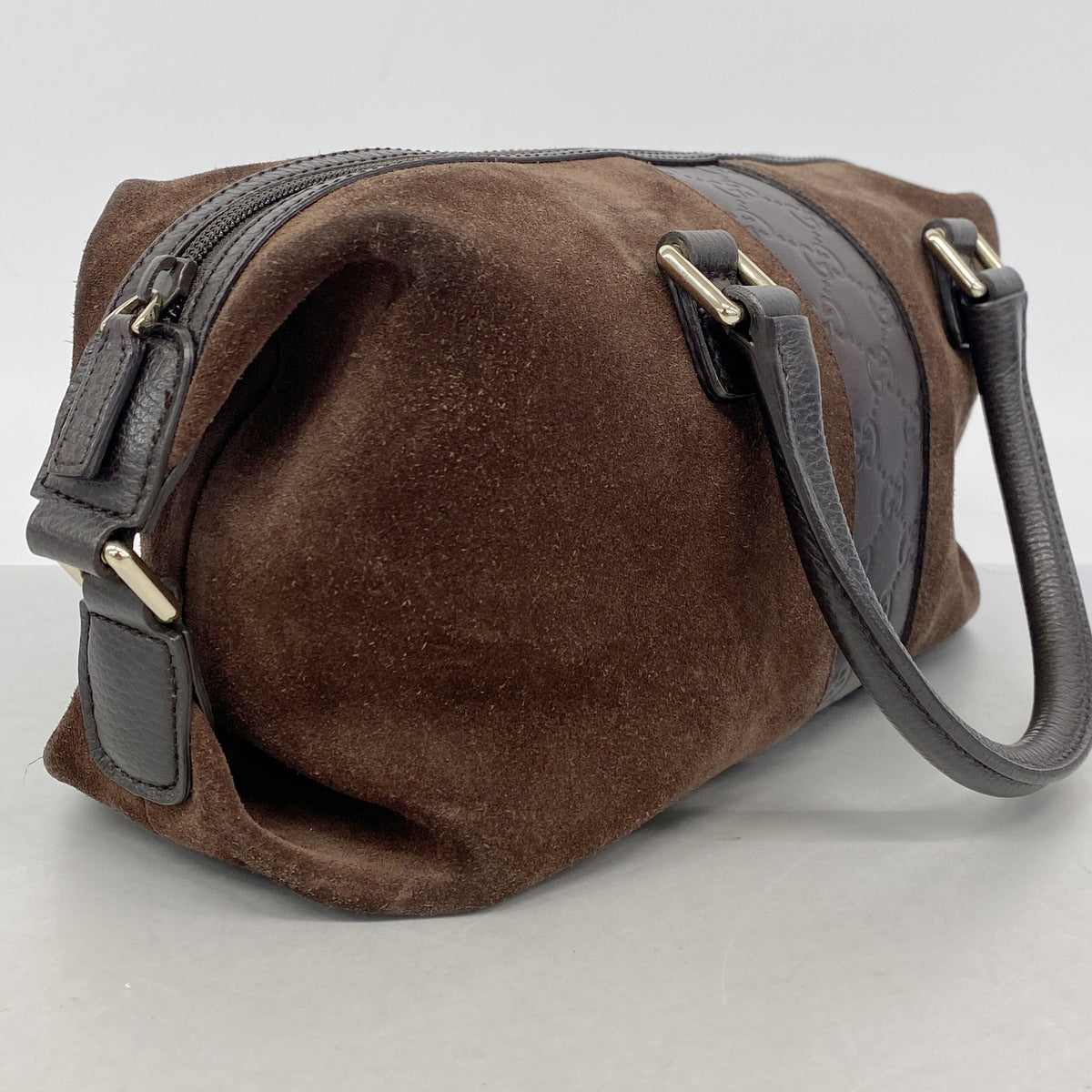 【6ib2272】グッチ ハンドバッグ グッチシマ 272375 スウェード レザー ダークブラウン シャンパンゴールド金具【中古】レディース