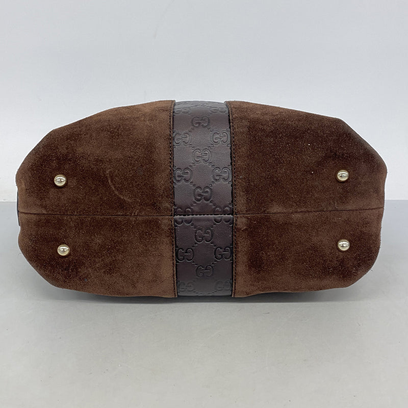 【6ib2272】グッチ ハンドバッグ グッチシマ 272375 スウェード レザー ダークブラウン シャンパンゴールド金具【中古】レディース