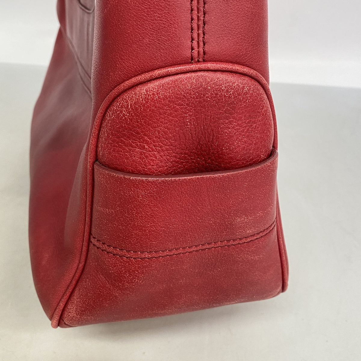 【6ib2292】セリーヌ ハンドバッグ ブギーバッグ レザー レッド シルバー金具【中古】レディース