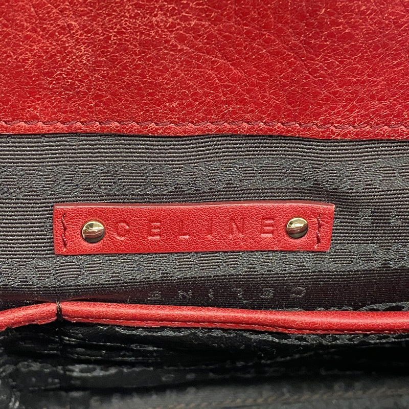 【6ib2292】セリーヌ ハンドバッグ ブギーバッグ レザー レッド シルバー金具【中古】レディース