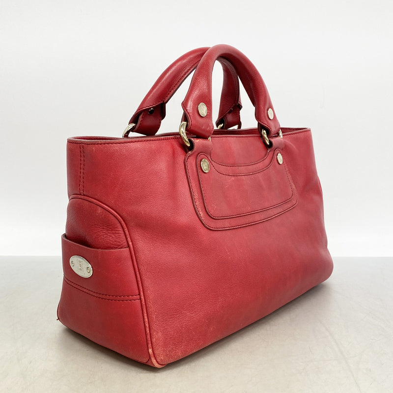 【6ib2292】セリーヌ ハンドバッグ ブギーバッグ レザー レッド シルバー金具【中古】レディース