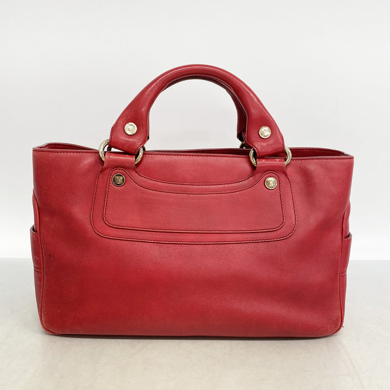 【6ib2292】セリーヌ ハンドバッグ ブギーバッグ レザー レッド シルバー金具【中古】レディース