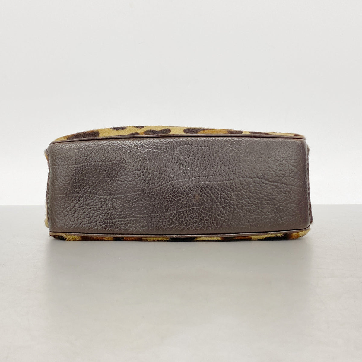 【6ib2302】セリーヌ ハンドバッグ レオパード ハラコ ブラウン ゴールド金具【中古】レディース