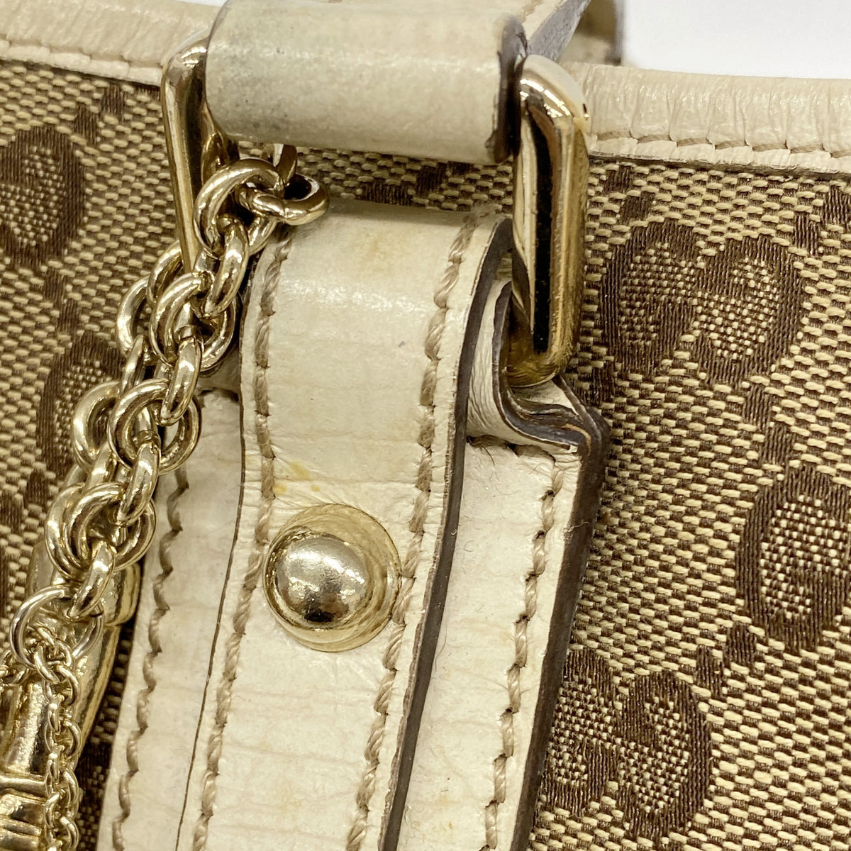 【6ib2304】グッチ トートバッグ GGキャンバス/シェリーライン 139260 キャンバス ブラウン シャンパンゴールド金具【中古】レディース