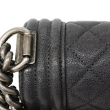 【6ib2312】シャネル ショルダーバッグ ボーイシャネル チェーンショルダー キャビアスキン グレー シルバー金具【中古】レディース