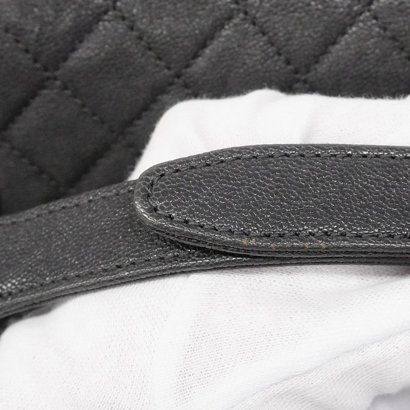 【6ib2312】シャネル ショルダーバッグ ボーイシャネル チェーンショルダー キャビアスキン グレー シルバー金具【中古】レディース