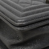 【6ib2312】シャネル ショルダーバッグ ボーイシャネル チェーンショルダー キャビアスキン グレー シルバー金具【中古】レディース