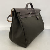 【6ib2327】エルメス ハンドバッグ エールバッグジップ50 トワルミリタリー ブラウン カーキ シルバー金具 W刻印【中古】メンズ レディース ユニセックス