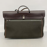 【6ib2327】エルメス ハンドバッグ エールバッグジップ50 トワルミリタリー ブラウン カーキ シルバー金具 W刻印【中古】メンズ レディース ユニセックス
