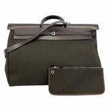 【6ib2327】エルメス ハンドバッグ エールバッグジップ50 トワルミリタリー ブラウン カーキ シルバー金具 W刻印【中古】メンズ レディース ユニセックス