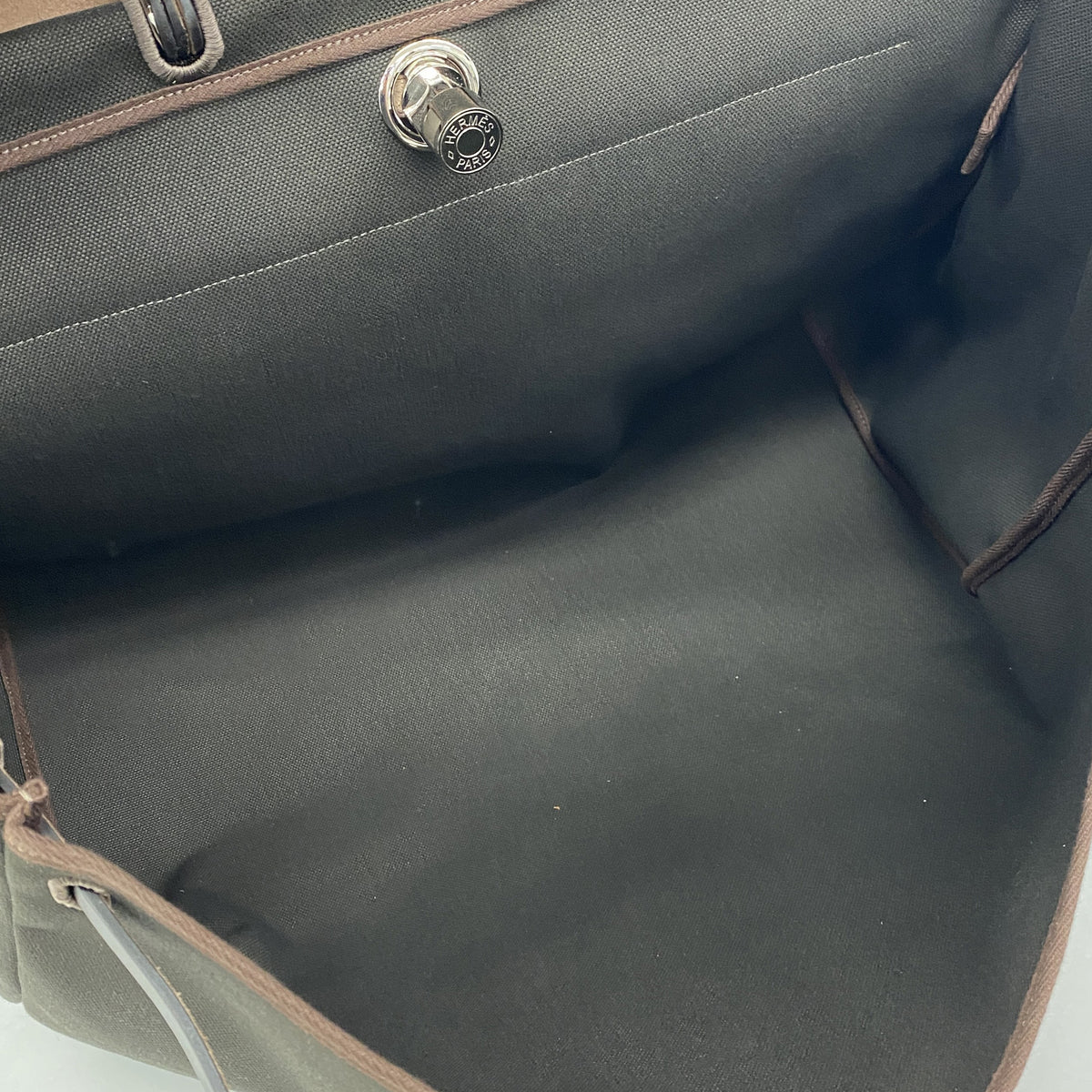 【6ib2327】エルメス ハンドバッグ エールバッグジップ50 トワルミリタリー ブラウン カーキ シルバー金具 W刻印【中古】メンズ レディース ユニセックス