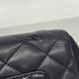 【6ib2328】シャネル 長財布 カンボン ラムスキン ブラック シルバー金具【中古】レディース