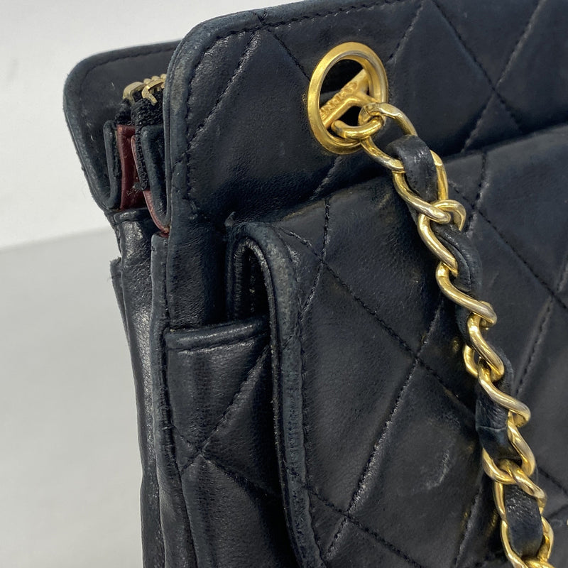 【6ib2329】シャネル チェーントート マトラッセ ラムスキン ブラック ゴールド金具【中古】レディース