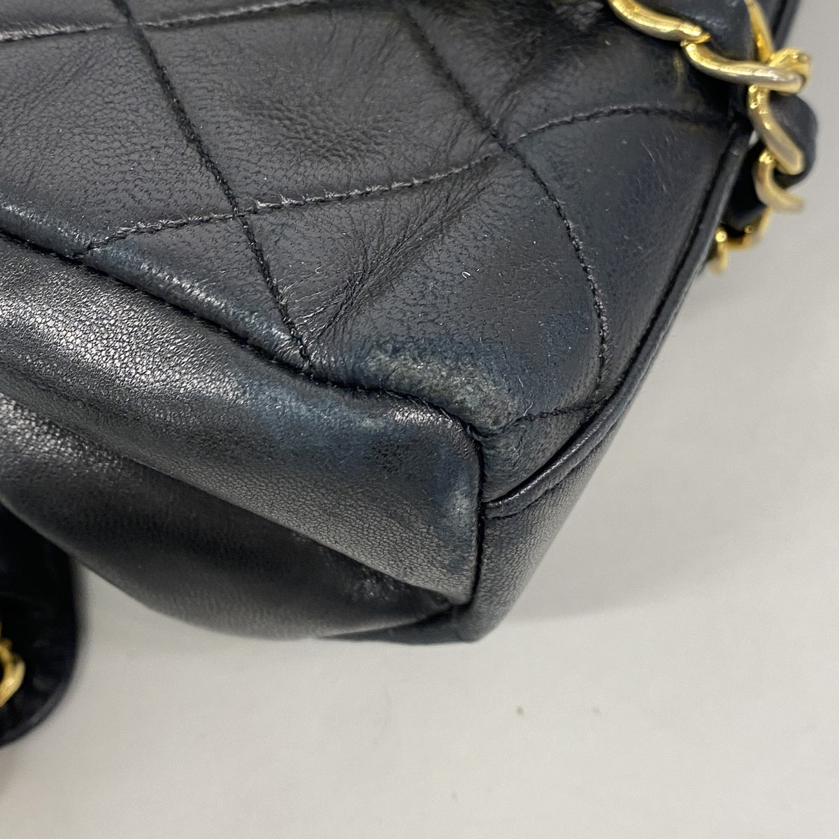 【6ib2329】シャネル チェーントート マトラッセ ラムスキン ブラック ゴールド金具【中古】レディース
