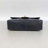 【6ib2338-h】シャネル ショルダーバッグ マトラッセ Wフラップ Wチェーン ラムスキン ブラック ゴールド金具【中古】レディース