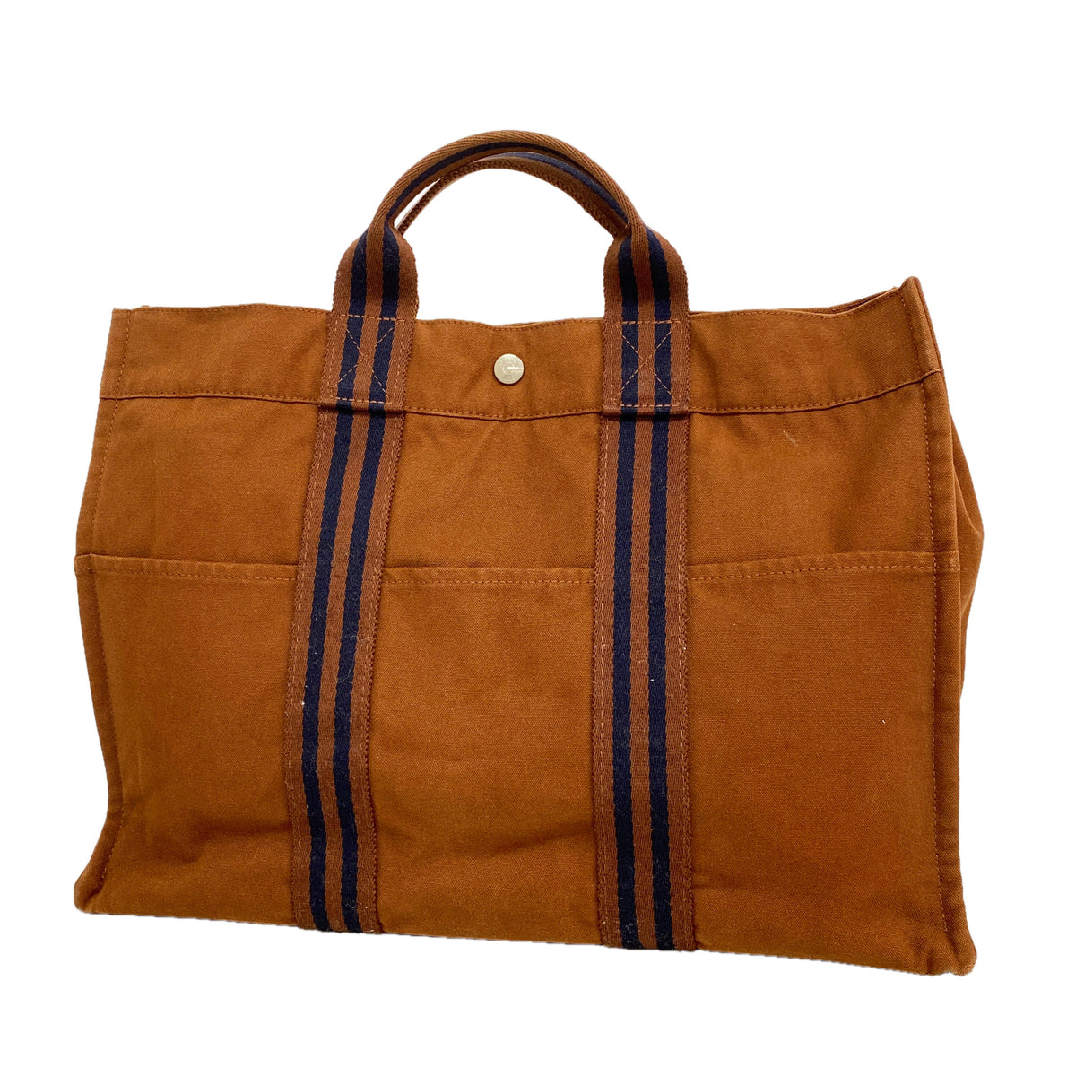 【6ib2358】エルメス トートバッグ フールトゥMM キャンバス ブラウン シルバー金具【中古】メンズ レディース ユニセックス