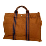 【6ib2358】エルメス トートバッグ フールトゥMM キャンバス ブラウン シルバー金具【中古】メンズ レディース ユニセックス