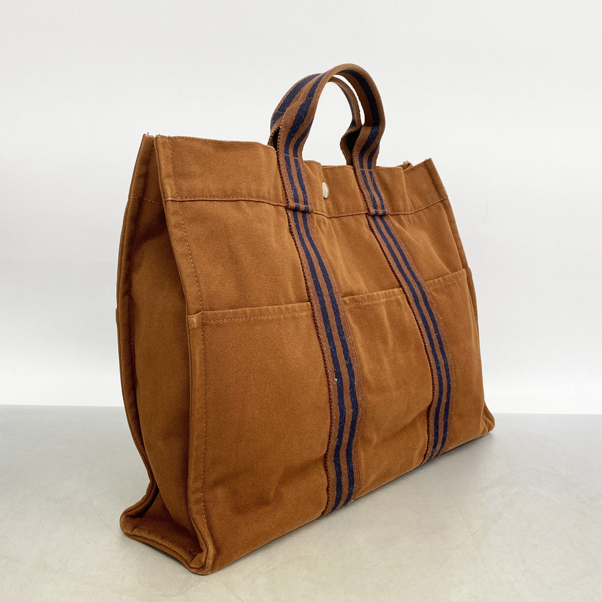 【6ib2358】エルメス トートバッグ フールトゥMM キャンバス ブラウン シルバー金具【中古】メンズ レディース ユニセックス