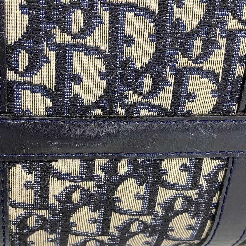 【6ib2360】クリスチャンディオール ハンドバッグ トロッター キャンバス ネイビー シルバー金具【中古】レディース