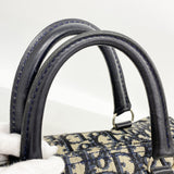 【6ib2360】クリスチャンディオール ハンドバッグ トロッター キャンバス ネイビー シルバー金具【中古】レディース