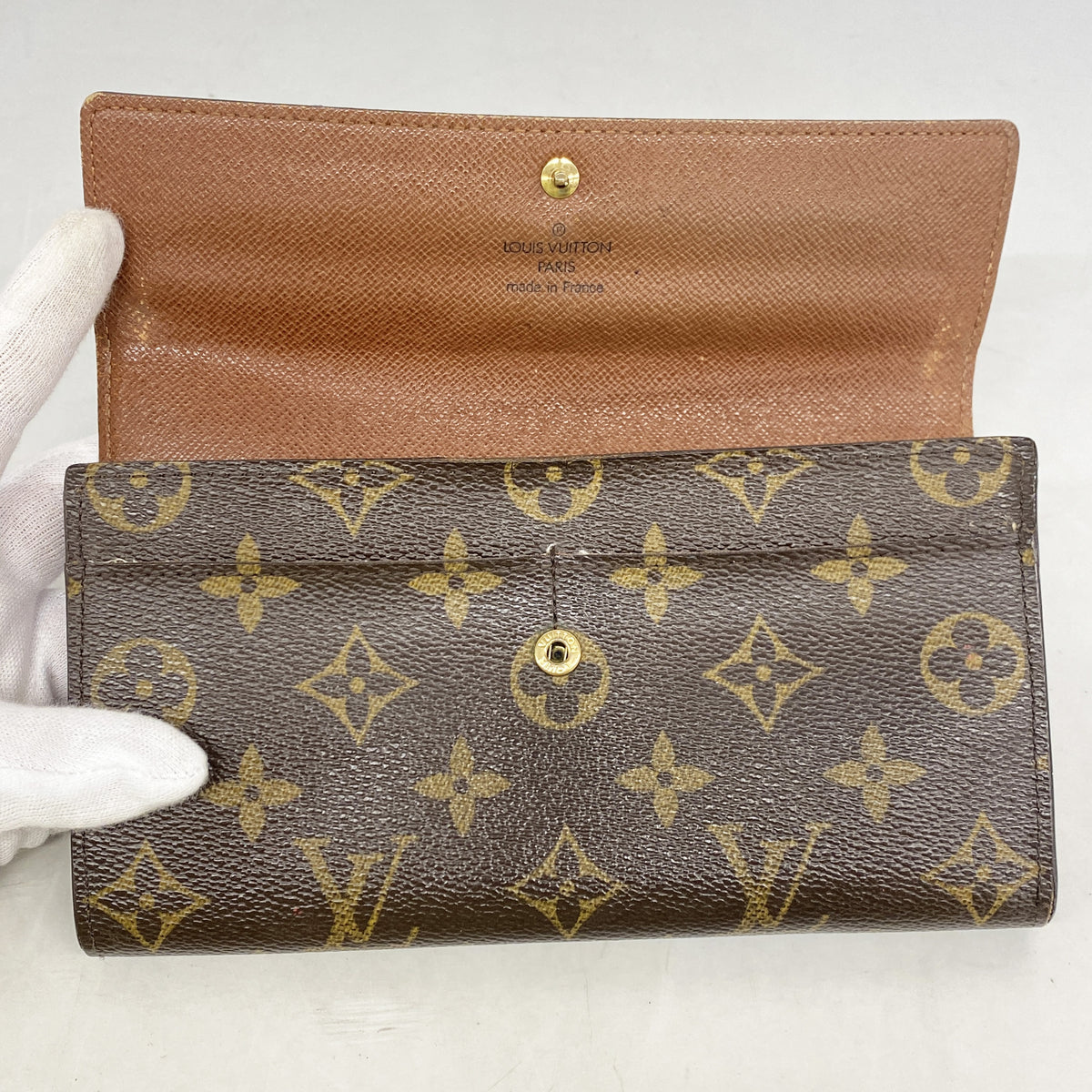 【6ib2381】ルイヴィトン 長財布 モノグラム ポシェットポルトモネクレディ M61726 ブラウン【中古】レディース