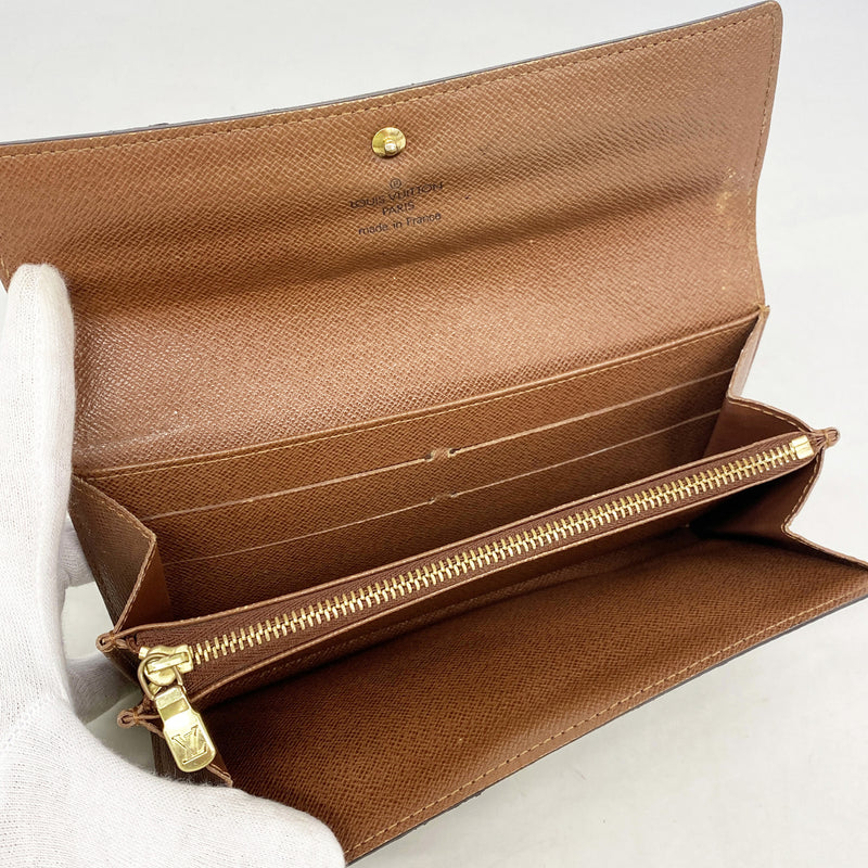 【6ib2381】ルイヴィトン 長財布 モノグラム ポシェットポルトモネクレディ M61726 ブラウン【中古】レディース