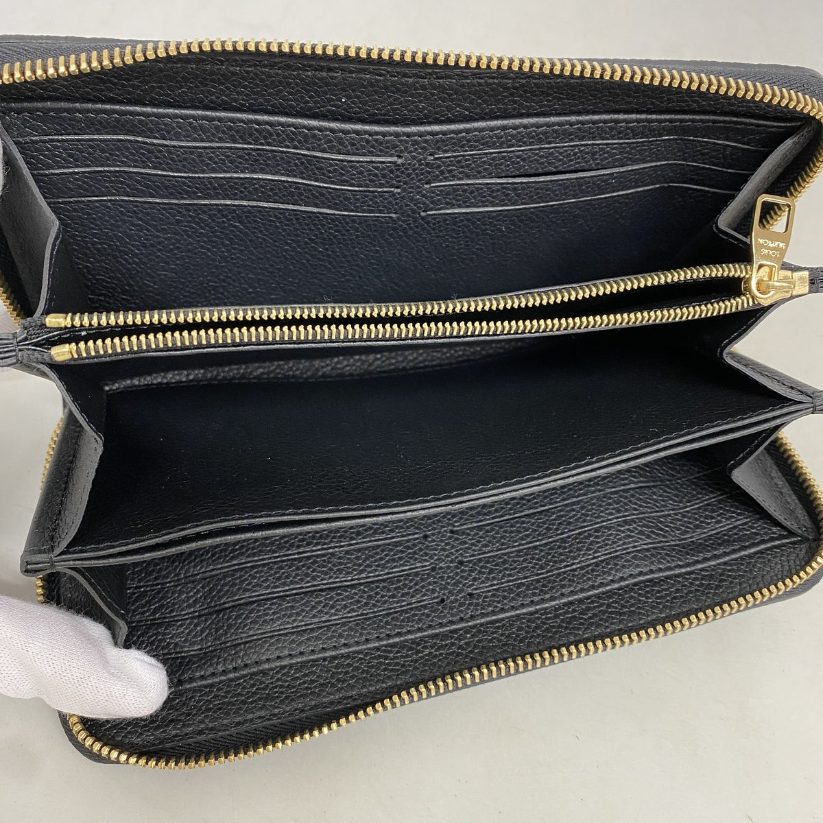 【6ib2392】ルイヴィトン 長財布 モノグラム・アンプラント バイカラー ジッピーウォレット M28794 ブラック ベージュ【中古】レディース