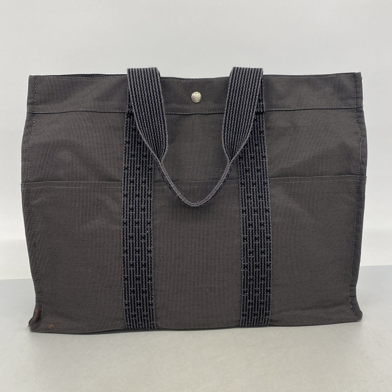 【6ib2395】エルメス トートバッグ エールラインGM ナイロン グレー シルバー金具【中古】メンズ レディース ユニセックス