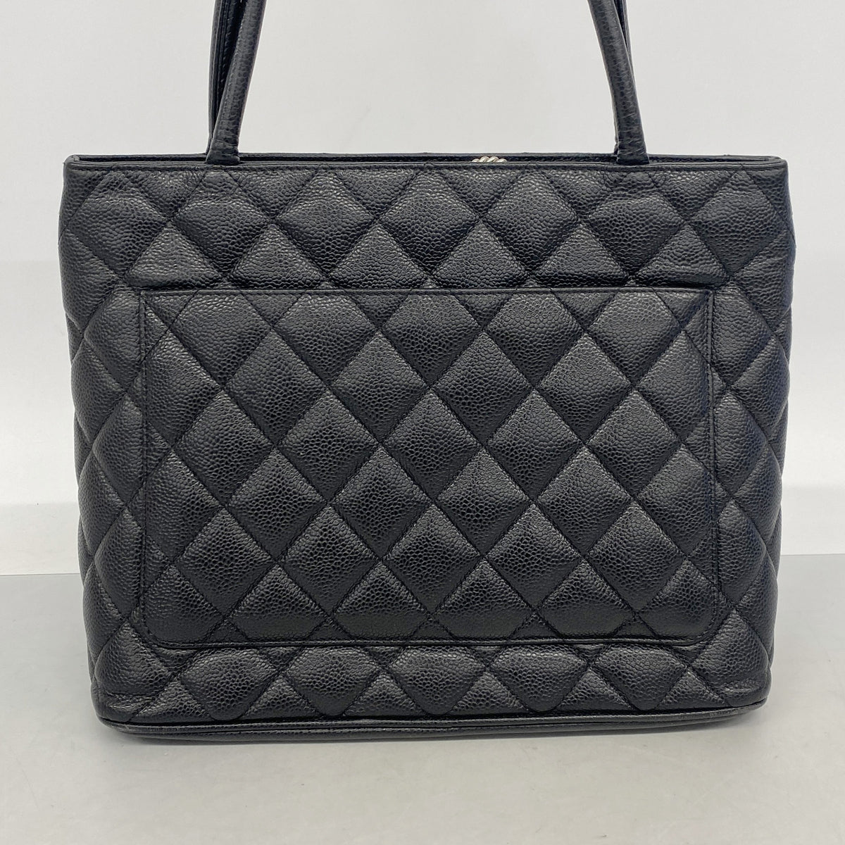 【6ib2396】シャネル トートバッグ 復刻トート キャビアスキン ブラック シルバー金具【中古】レディース