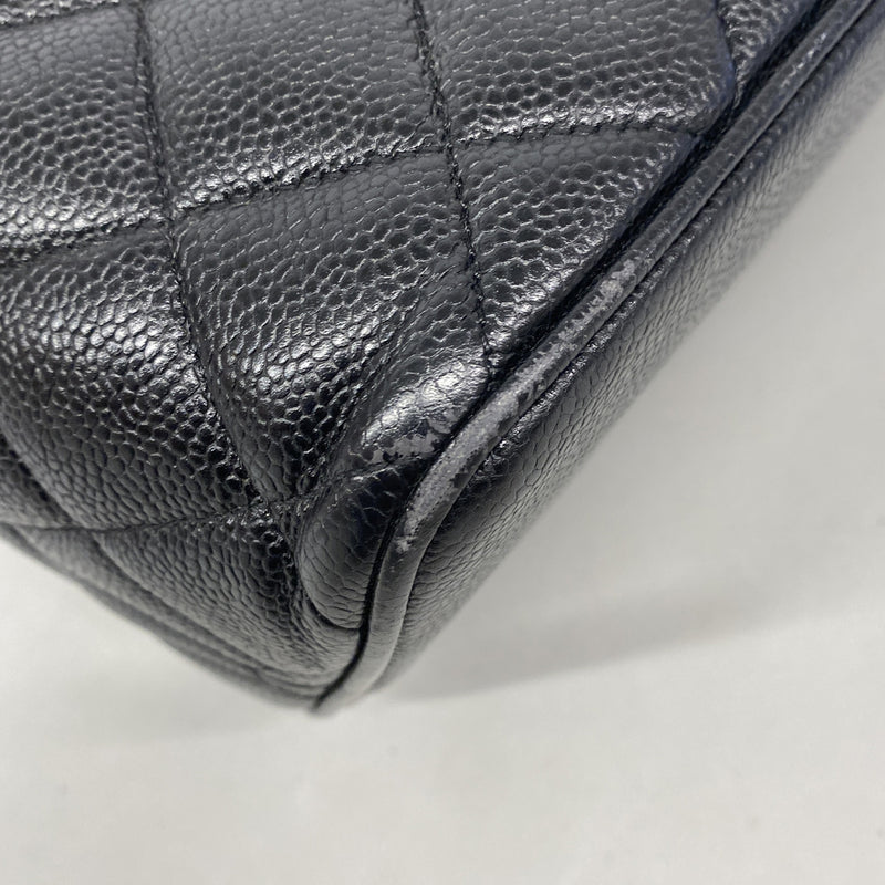 【6ib2396】シャネル トートバッグ 復刻トート キャビアスキン ブラック シルバー金具【中古】レディース
