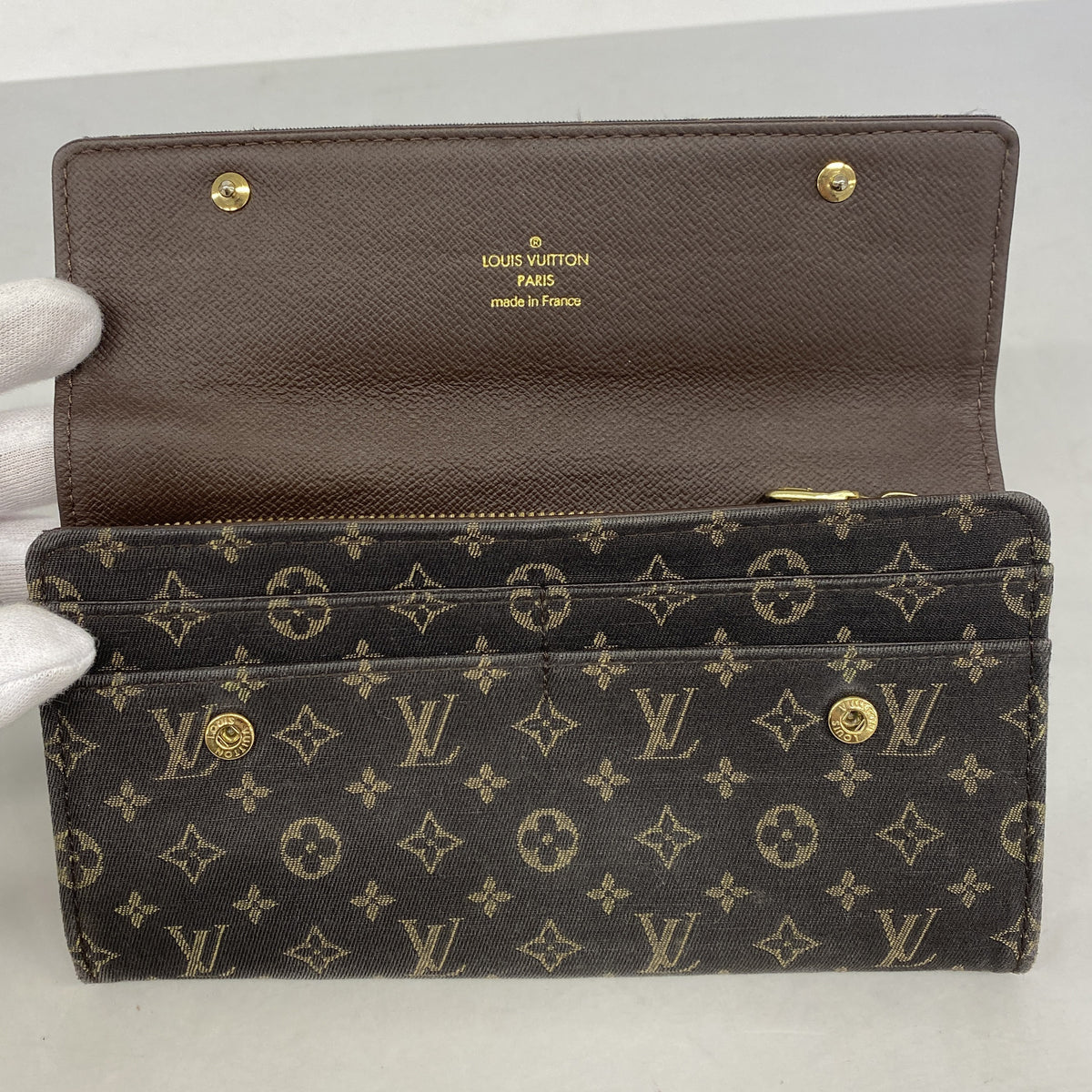【6ib2413】ルイヴィトン 長財布 モノグラム・ミニラン ポルトフォイユサラ M95234 エベヌ【中古】レディース