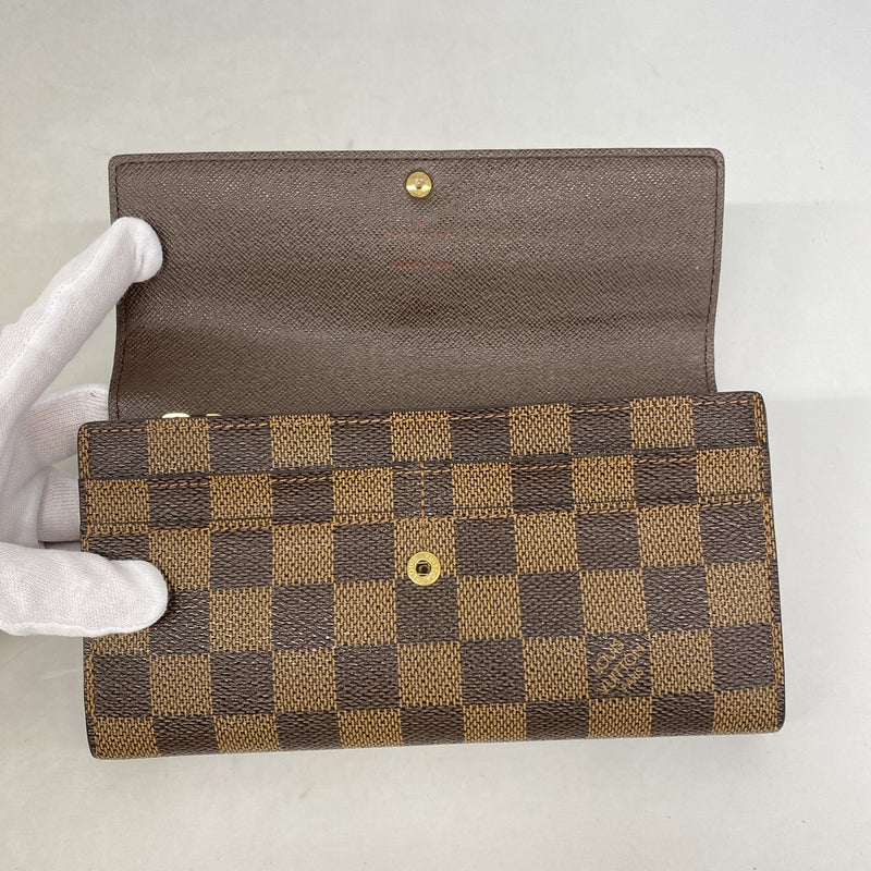 【6ib2422】ルイヴィトン 長財布 ダミエ ポルトフォイユサラ N61734 エベヌ【中古】レディース