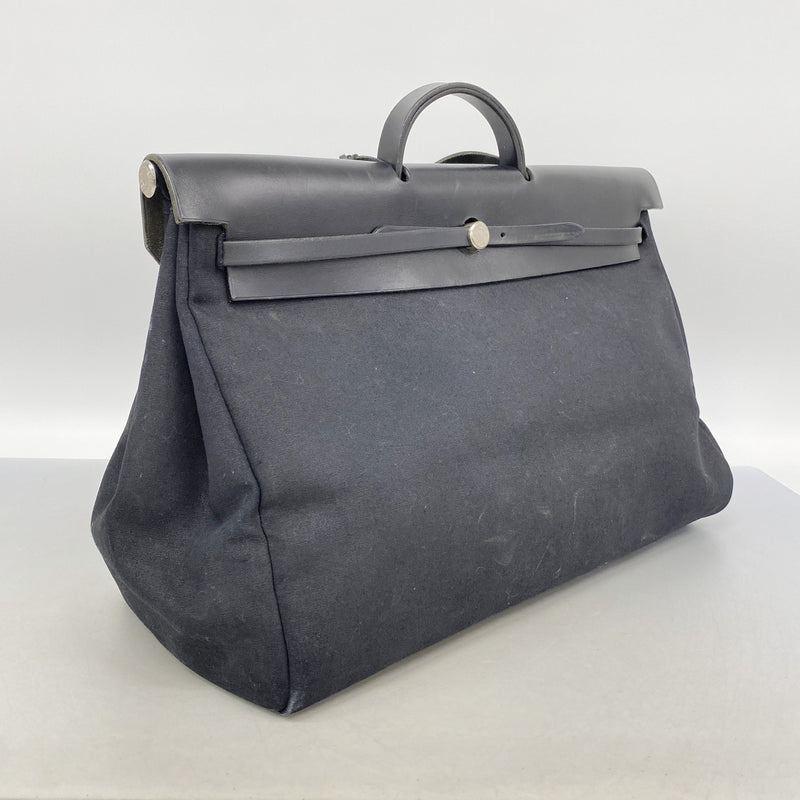 【6ib2425】エルメス ハンドバッグ エールバッグGM トワルオフィシエ ブラック シルバー金具 □C刻印 2wayバッグ【中古】メンズ レディース ユニセックス