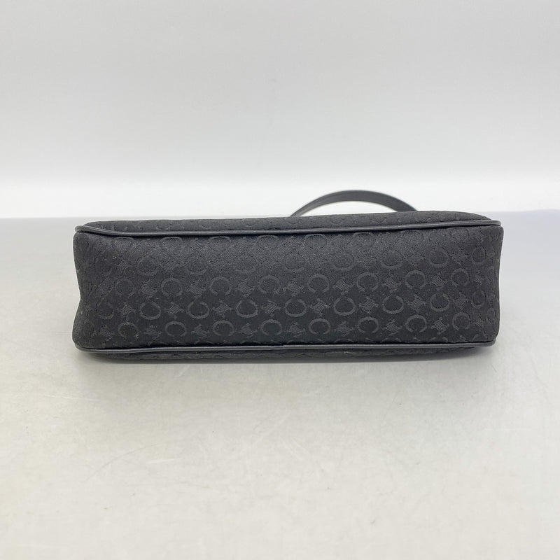 【6ib2426】セリーヌ ポーチ Cマカダム ナイロンキャンバス ブラック シルバー金具【中古】レディース