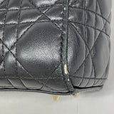 【6ib2427】クリスチャンディオール ハンドバッグ カナージュ レディディオール レザー ブラック シャンパンゴールド金具 2wayバッグ【中古】レディース