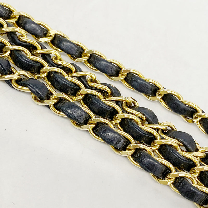 【6ib2435-h】シャネル ショルダーバッグ ダイアナ チェーンショルダー ラムスキン ブラック ゴールド金具【中古】レディース