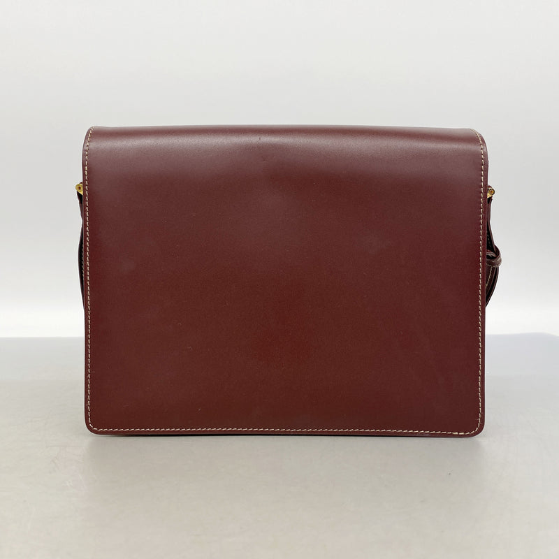 【6ib2436】カルティエ ショルダーバッグ マスト レザー ボルドー ゴールド金具【中古】レディース