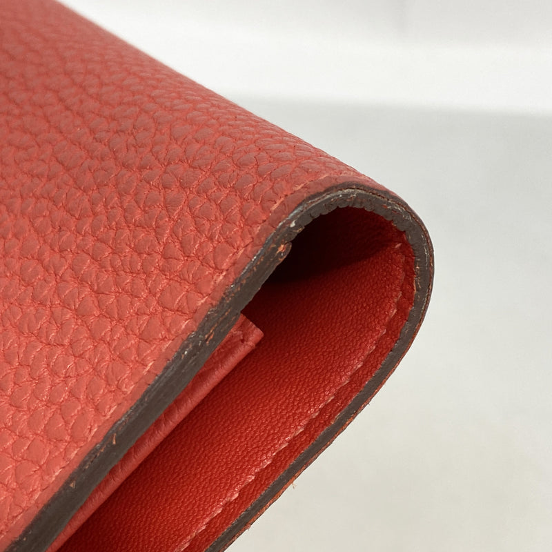 【6ib2446】エルメス 長財布 ドゴンGM トゴ ルージュピヴォワンヌ シルバー金具 □R刻印【中古】メンズ レディース ユニセックス