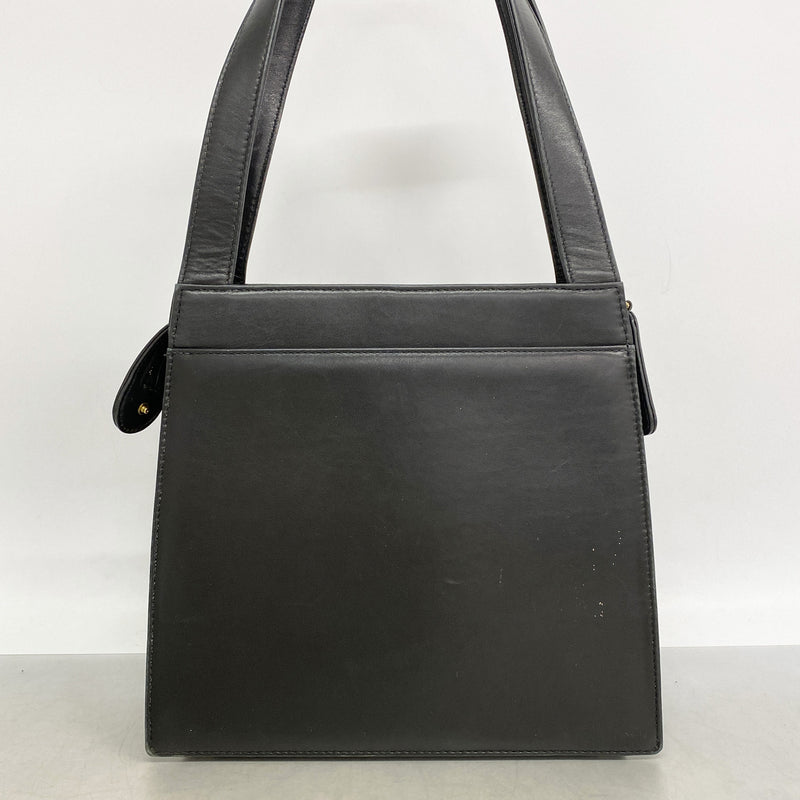 【6ib2466】シャネル トートバッグ ラムスキン ブラック ゴールド金具【中古】レディース