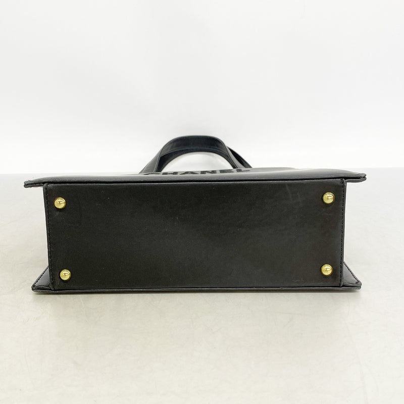 【6ib2466】シャネル トートバッグ ラムスキン ブラック ゴールド金具【中古】レディース