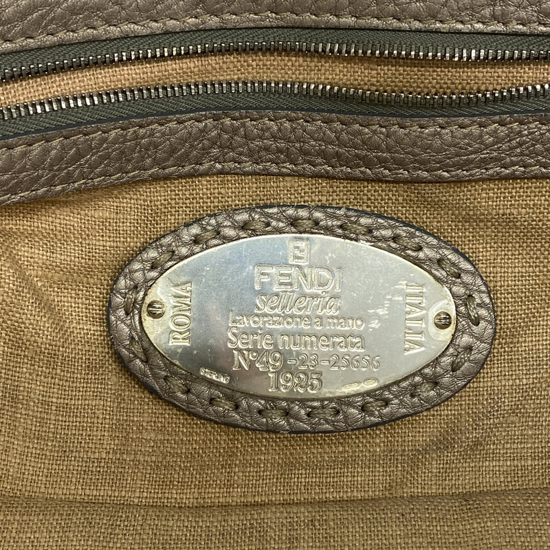 【6ib2482】フェンディ トートバッグ セレリア レザー グレージュ シルバー金具【中古】レディース