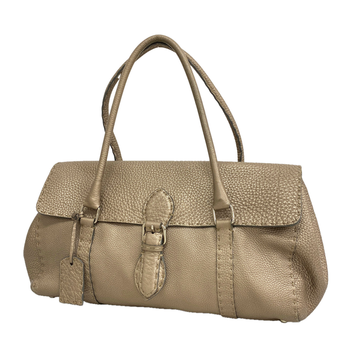 【6ib2482】フェンディ トートバッグ セレリア レザー グレージュ シルバー金具【中古】レディース