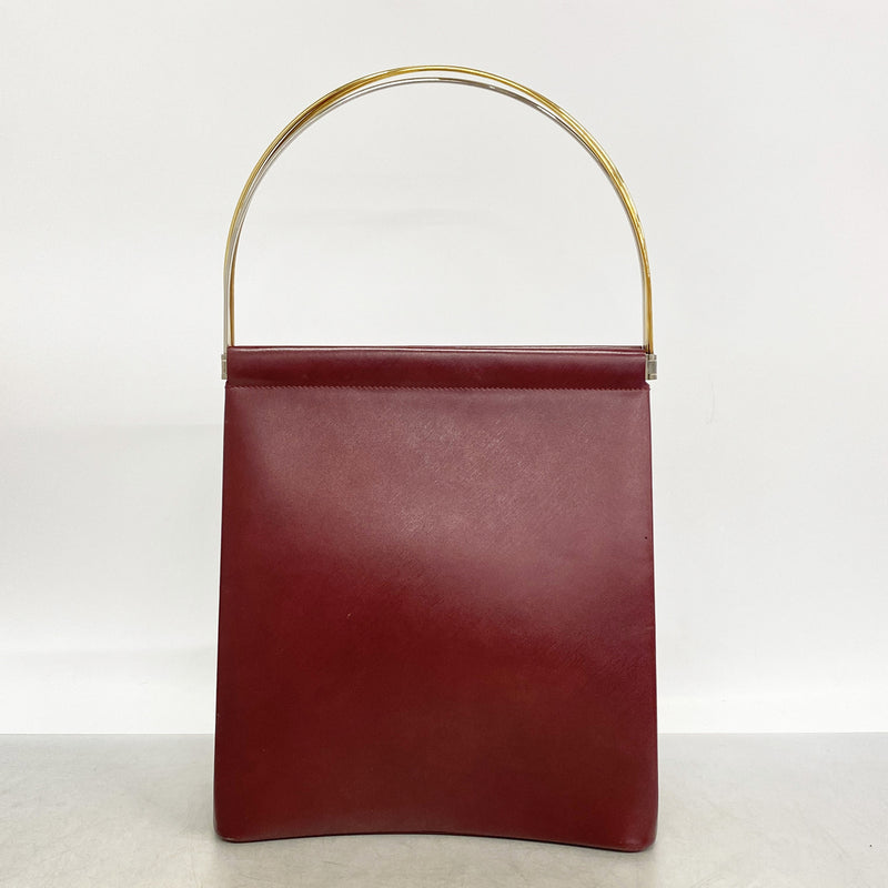 【6ib2484】カルティエ ショルダーバッグ トリニティ レザー ボルドー ゴールド/シルバー金具【中古】レディース