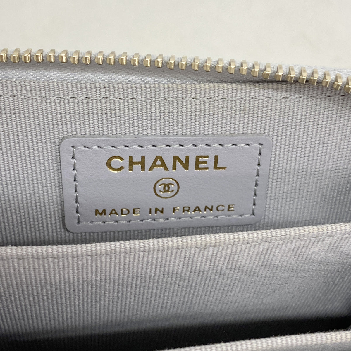 【6ib2485】シャネル コインケース ボーイシャネル キャビアスキン グレー シャンパンゴールド金具【中古】レディース